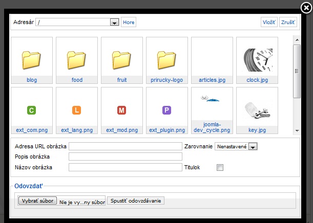 Joomla - výber obrázka Joomla - výber obrázka